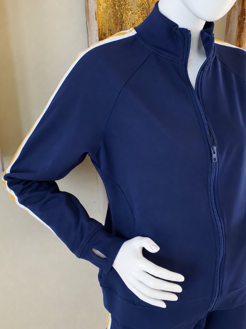 Athletic Blue Striped Track Jacket SZ L (12-14)